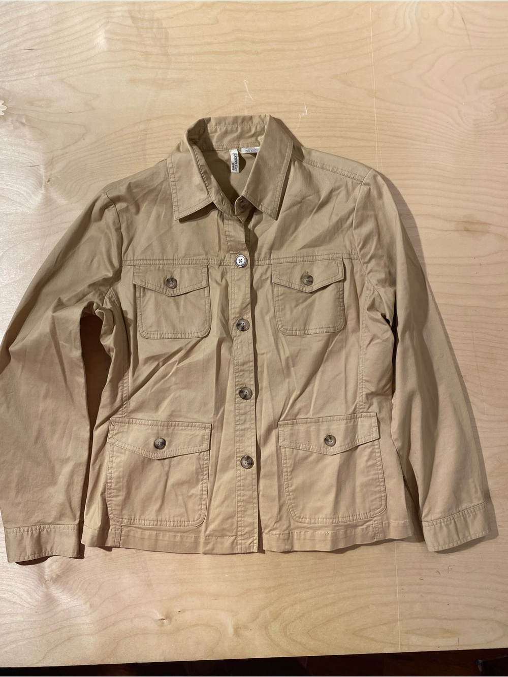 St. John's Bay Khaki Utility Button-Front Jacket Large (SB)